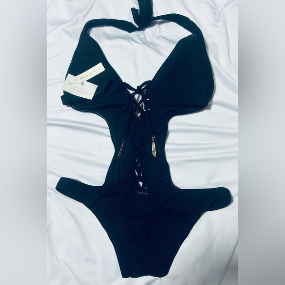 #096 NWT sexy, super cute one piece tie on bikini style bathing suit - Picture 2 of 12